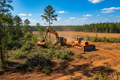 Heavy equipment clearing dense trees and brush on a rural East Texas property